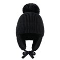 thumbnail image 1 of Children Winter Hat Thick Solid Color Head Ear Protection Plush Ball Decor Lace Up Windproof Elastic Cold Resistant Unisex Baby C, 1 of 10