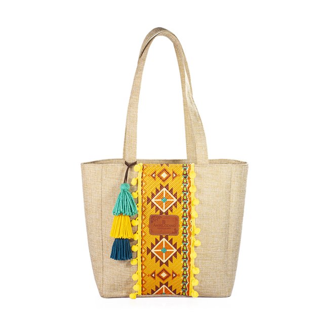 Bolso tipo Tote A ÁNGELOZANO , bolso de dama Modelo Uxmal color Beige A ÁNGELOZANO Tote