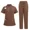 Brown, variant on Scrubs for Women Set-Zipper Collar top & Straight Pants Scrubs set Medical Nursing uniforms Clearance