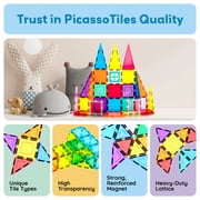 PicassoTiles 36PCS Magnetic Tiles Rocket Set – STEM Construction Toy, Magnet Building Blocks, Brain Development, Window & Door Playboard for Kids