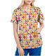 thumbnail image 1 of Tops de mujer de manga corta con cuello en V Tops uniforme de trabajo Tie-Dye gradiente Arco Iris estampado Floral con cuatro bolsillos blusa Pompotops hkajfhjk463154, 1 of 6