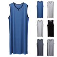 thumbnail image 5 of JTieacloth Comfy Nightwear Mens Nightgown Night Shirt For Sleeping Short Sleeve Nightgown Big And Tall Loose Kaftan Sleepwear Gray, 5 of 5