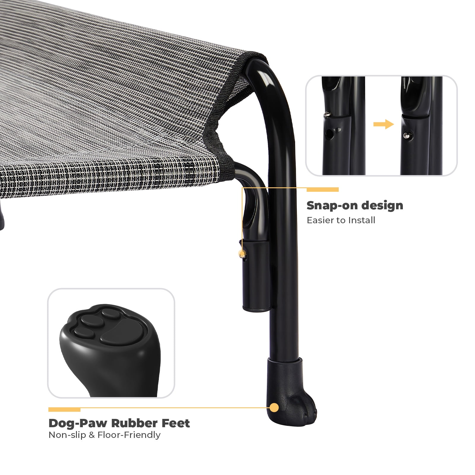 Veehoo Cooling Elevated Dog Bed, Chew Proof Dog Cot with Washable Mesh, Medium, Black Silver
