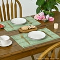 thumbnail image 3 of Sm:)e Light Green Farmhouse Woven Hollow Placemats, Boho Placemats 12x18 Inch, Dining Kitchen Home Decor, 3 of 6