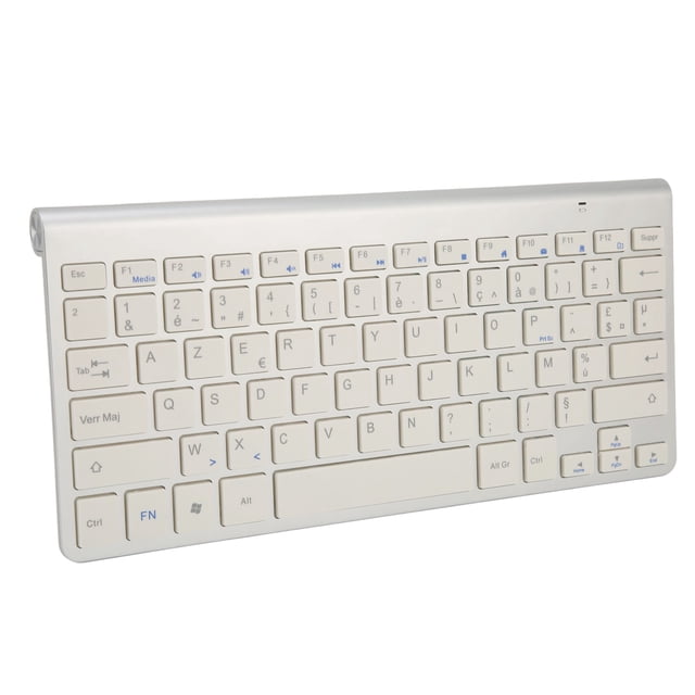 2.4G Cordless Keyboard Ultra Slim and Compact Keyboard, QWERTY UK Layout Bilingual Keyboard, for Computer Desktop PC Laptop Tablet, White