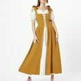 thumbnail image 7 of Wyobmus Medieval Dress for Women Shoulder Sleeve Retro Peasant Dress Halloween Renaissance Lace Up Mesh Flowy Elegant Dresses Yellow, 7 of 7