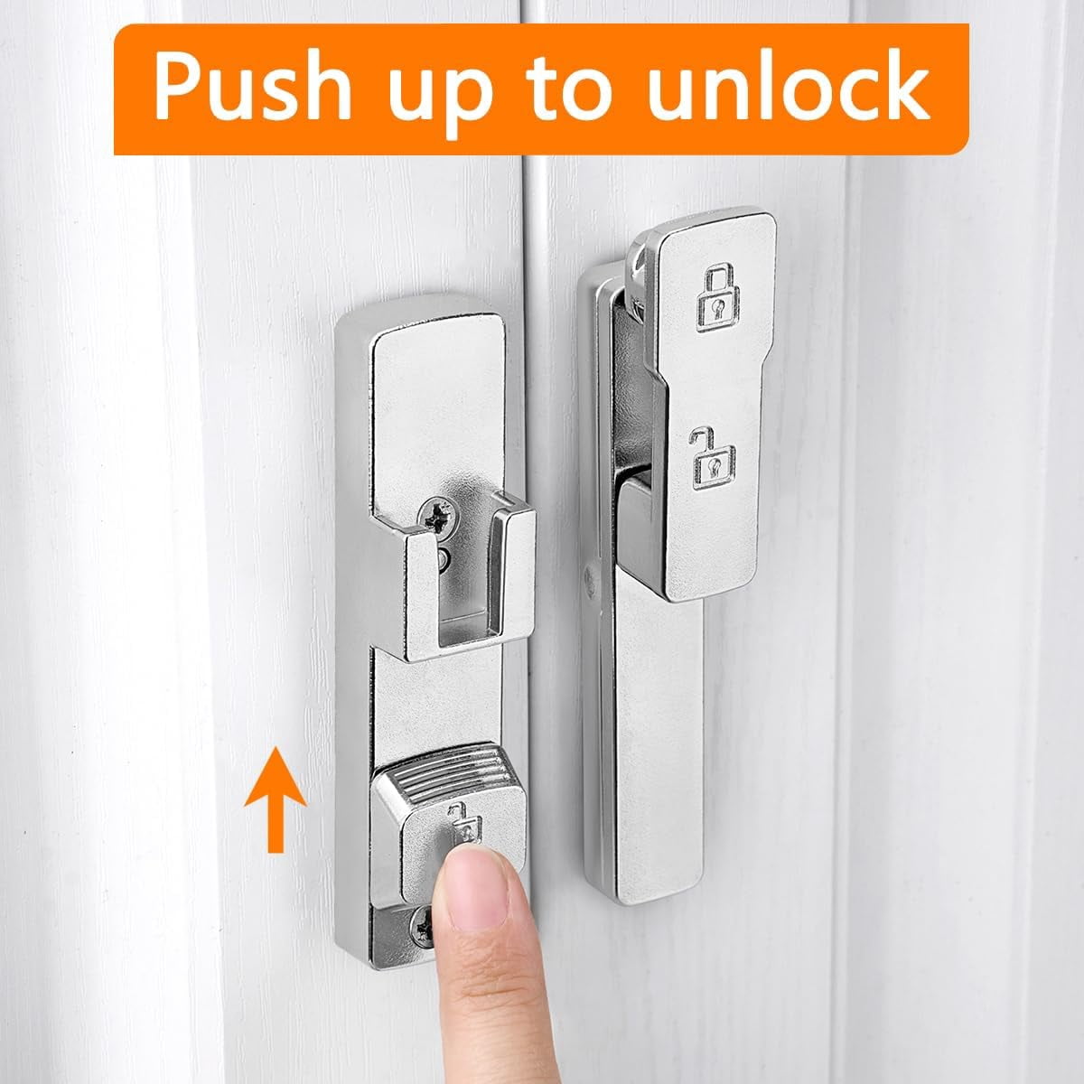 JJEAN-2 Packs Silvery 180 Degree Barn Door Lock,Flip Gate Latches Hardware,Zinc Alloy Door Lock,Protect Privacy,for Barn Door,Cabinets,Windows,Garden,Bathroom