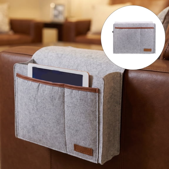 UPGRATOR Grey Felt Hanging Bedside Organizer for Dormitory with Multi Pocket Storage Bag