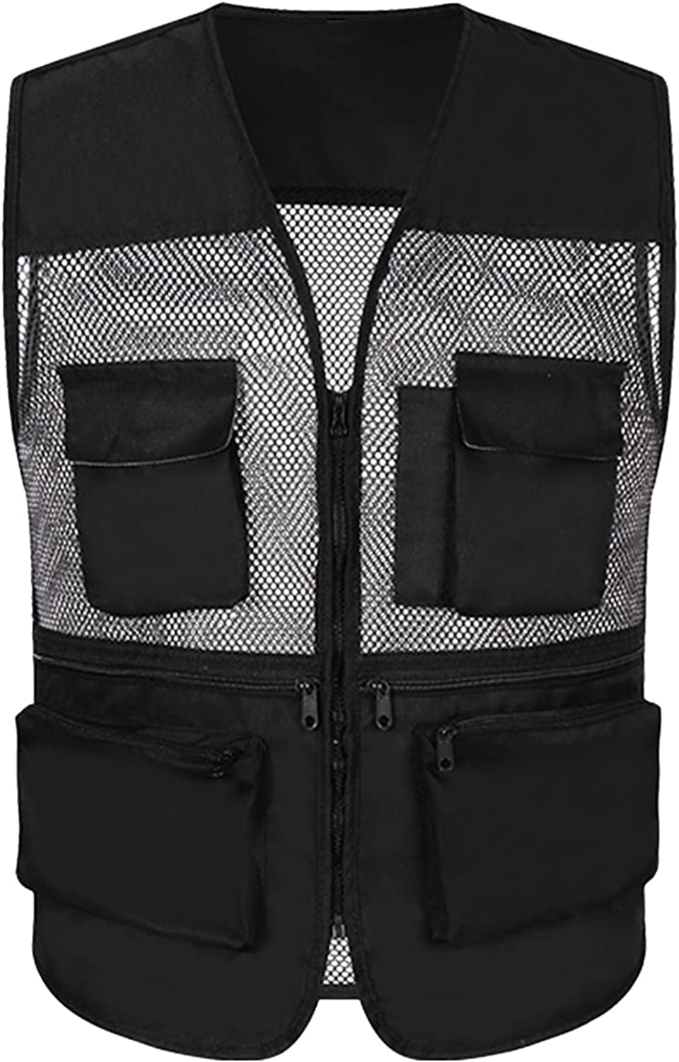 QWZNDZG Men's Mesh Fishing Vest Outdoor Lightweight Work Safari Travel