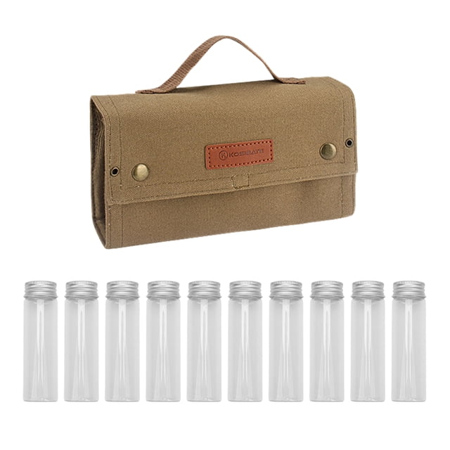 Advancent Kit de bolsa de botella de condimento para barbacoa, juego de lona ligero para Camping, parrilla, barbacoa, especias portátiles Kits de desorden para acampar Caqui