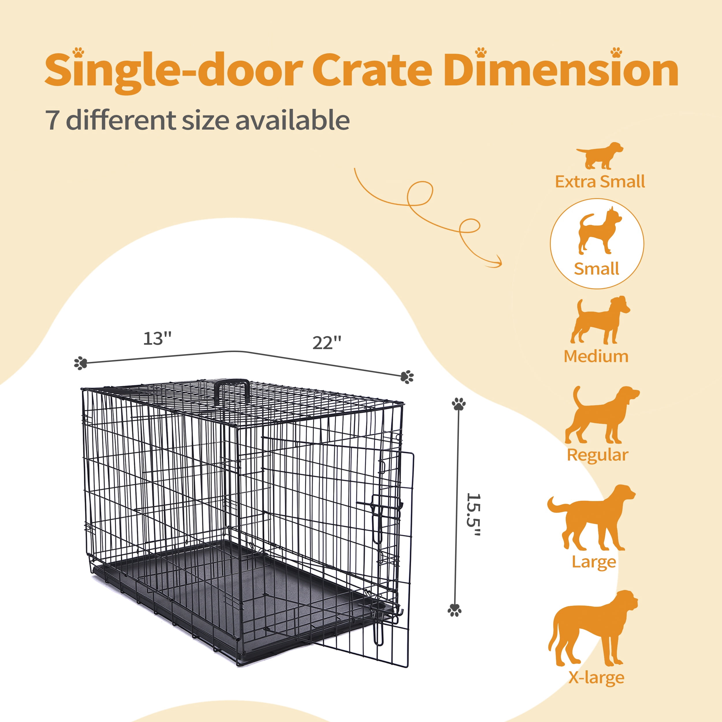 Max & Marlow Single-Door Dog Crate, Foldable Metal Wire Kennel, Portable, Tray and Divider Included, 22" x 13" x 15.50"