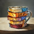 thumbnail image 6 of Shoreew Painted Book Mug with Spoon Creative 3D Stack Book Coffee Cup Retro Novel Style Cup Collection Gifts for Literature Lovers, 6 of 7