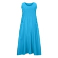 thumbnail image 6 of Sentmoon Plus Size Dress with Pockets Crew Neck Cocktail Dresses for Women Solid Color Summer Relaxed Sleeveless Linen Dress Trendy for Lounge at Home M, 6 of 7