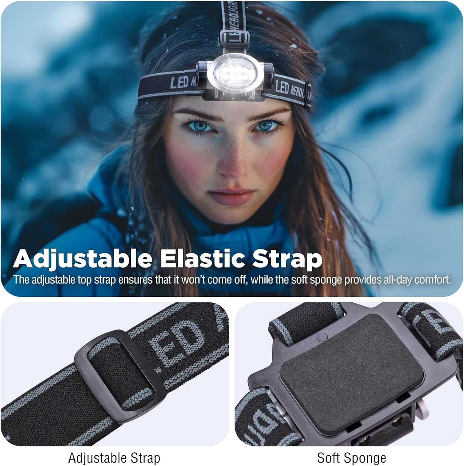 5-Pack LED Headlamp, 4 Lighting Modes, Pivoting Head with Adjustable Headband, Perfect for Running, Camping and Hiking, Batteries Included