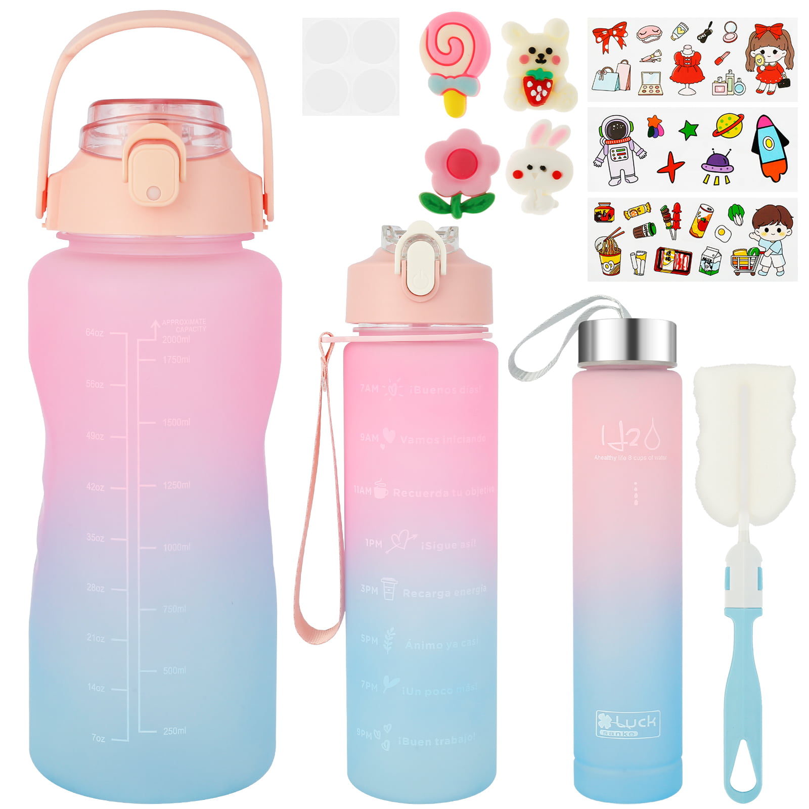 New Motivational Pink & White Water Bottle With Time Marker – Body by Choco