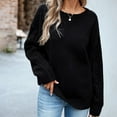 thumbnail image 4 of RYRJJ Womens Oversized Sweaters Fall Crew Neck Long Sleeve Drop Shoulder Pullover Casual Cable Knit Chunky Sweater Tops(Black,L), 4 of 7