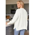 thumbnail image 2 of SMZ Women's Oversized Batwing Sweaters 2024 Fall Outfits Crewneck Ribbed Knit Side Slit Trendy Pullover Tops, 2 of 7
