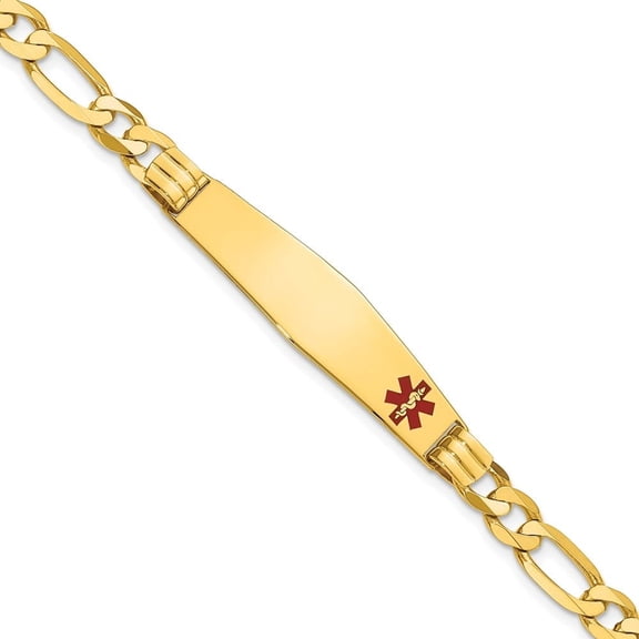 Auriga Fine Jewelry 14K Yellow Gold Soft Figaro Id Bracelet 7 inch for Women(L- 7inch, W- 9.5mm)