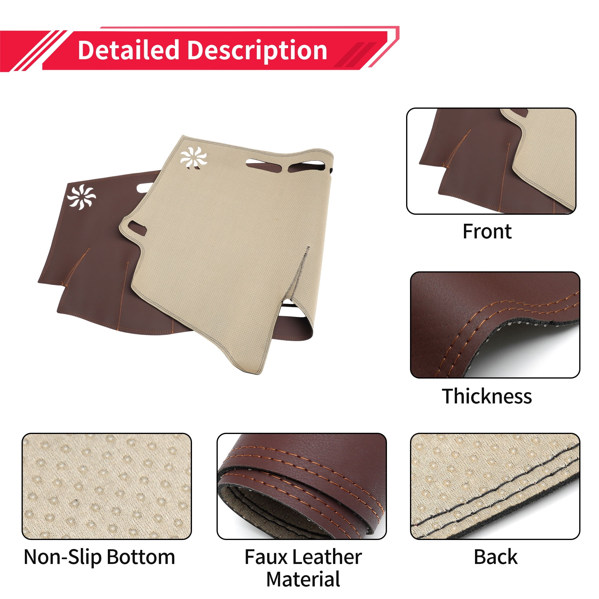 Dashboard Cover Dash Cover Mat Carpet for Lexus RX330 2004-2006 Brown Faux Leather 1 Pc Anti-Slip Car Interior