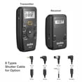 thumbnail image 2 of TR Series 2.4G Wireless Timer Remote Control Camera Shutter Remote(Tramsmitter & Receiver) 6 Timer Settings 32 Channels 100M Control Distance with TR-P1 Shutter Cable Replacement for Panaso, 2 of 7