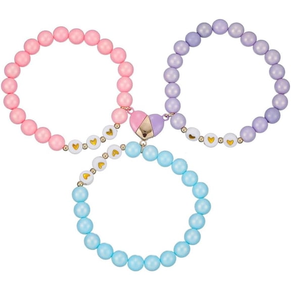 3Pcs Handmade Adjustable Mother Daughter BFF Love Heart Butterfly Colorful Beads Matching Rope Stackable Bracelet Friendship Sweet Bracelet for Women Family Member