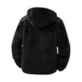 thumbnail image 3 of Men's Fuzzy Fleece Warm Jackets Loungewear Heavy Weight Thick Outwear Coats Zip up Hooded Cardigan Coat with Pockets Black L, 3 of 8