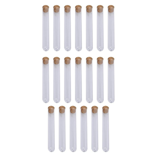 TISHITA 20 Pieces Test Tubes with Cork Stoppers Organizer for Scientific Experiments 12mmx75mm