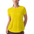 thumbnail image 3 of Yoga Workout Short Sleeve Tees for Women Crewneck Ruched Back Cutout Loose Tunic Tops Lightweight Quick Dry Athletic Shirts Activewear Yellow, 3 of 7