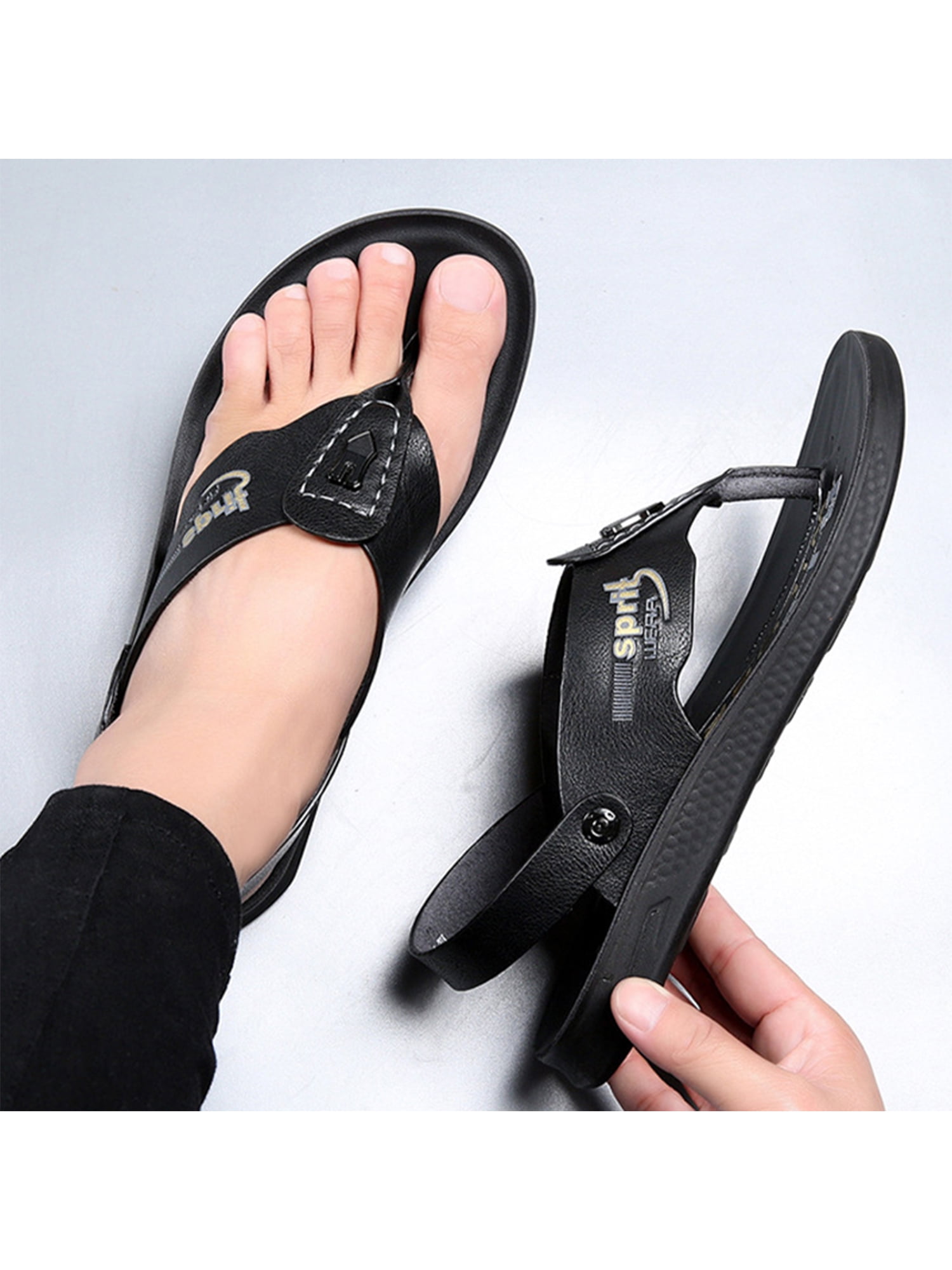 NORTY Mens Memory Foam Flip Flops Adult Male Thong Sandals Grey -  Walmart.com