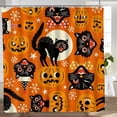 thumbnail image 3 of Funny Halloween Shower Curtain Moon Time Black Cats Orange Ghost Witch Pumpkins Shower Curtains Cartoon Bathroom Decor 72"x72", 3 of 7