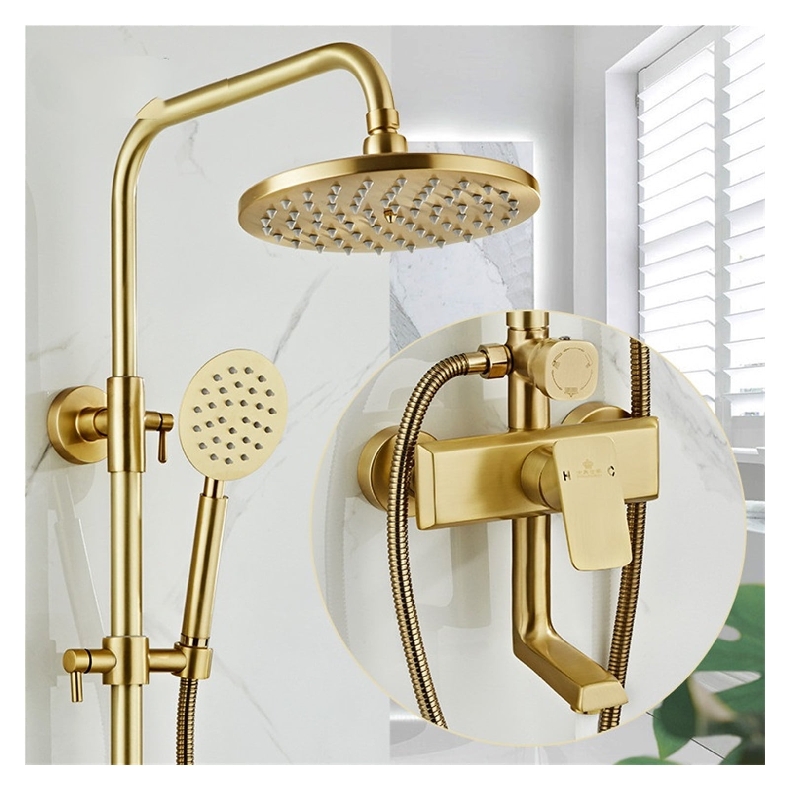 Rainfall Shower Sets Faucet Mixer Tap With Tub Faucet Brass Luxury Brushed Gold Bath &amp; Shower Faucet Set Bathtub Faucet