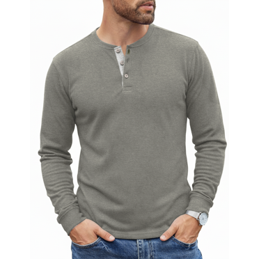 Puztloy Henley Shirts for Men, Long Sleeve Shirts for Men Pullover Lightweight, Casual Mens Henley Tops Button Up Sweatshirts, Size S-2XL