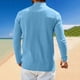 thumbnail image 4 of pstuiky camisetas de manga larga para hombre, Camisa holgada informal con bolsillos ventilados y botones para hombre, cuello alto y mangas largas camisetas de hombre m, 4 of 9