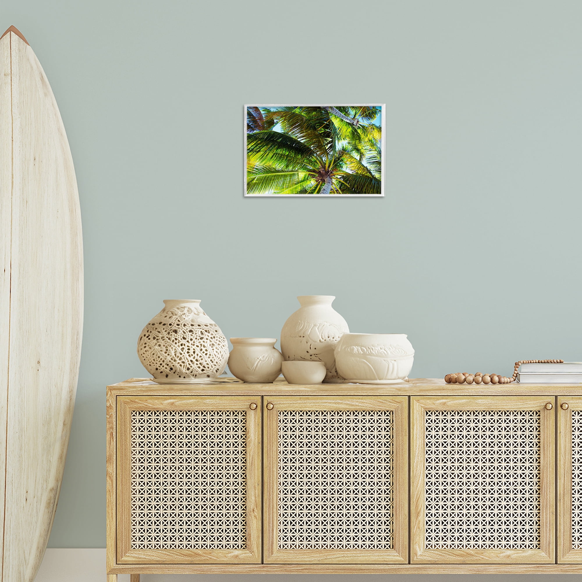 Stupell Industries Swaying Palm Leaves Botanical & Floral Photography White Framed Art Print Wall Art, 18 x 12