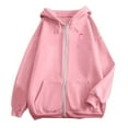 thumbnail image 6 of Breast Cancer Awareness Hoodies for Women 2025 Zip Up Fleece Lined Hoodie with Pockets Hooded Sweatshirt Pullover Top, 6 of 7