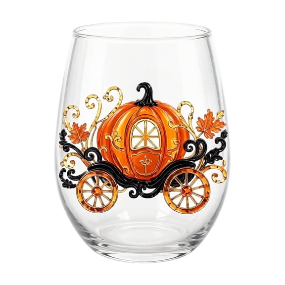 ZIDIFA Glass Cups, 2D Halloween Artisan Glassware Collection, Stemless Drinking Glasses with Spooky Fall Themed Decorative Design, Clear Tumbler for Cocktails Juice Iced Coffee, Party Gift Home Decor