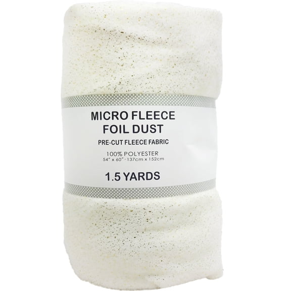 Shason Textile White & Gold Foil Dust Micro Fleece Quilting Fabric, 54" X 1.5 Yards Precut