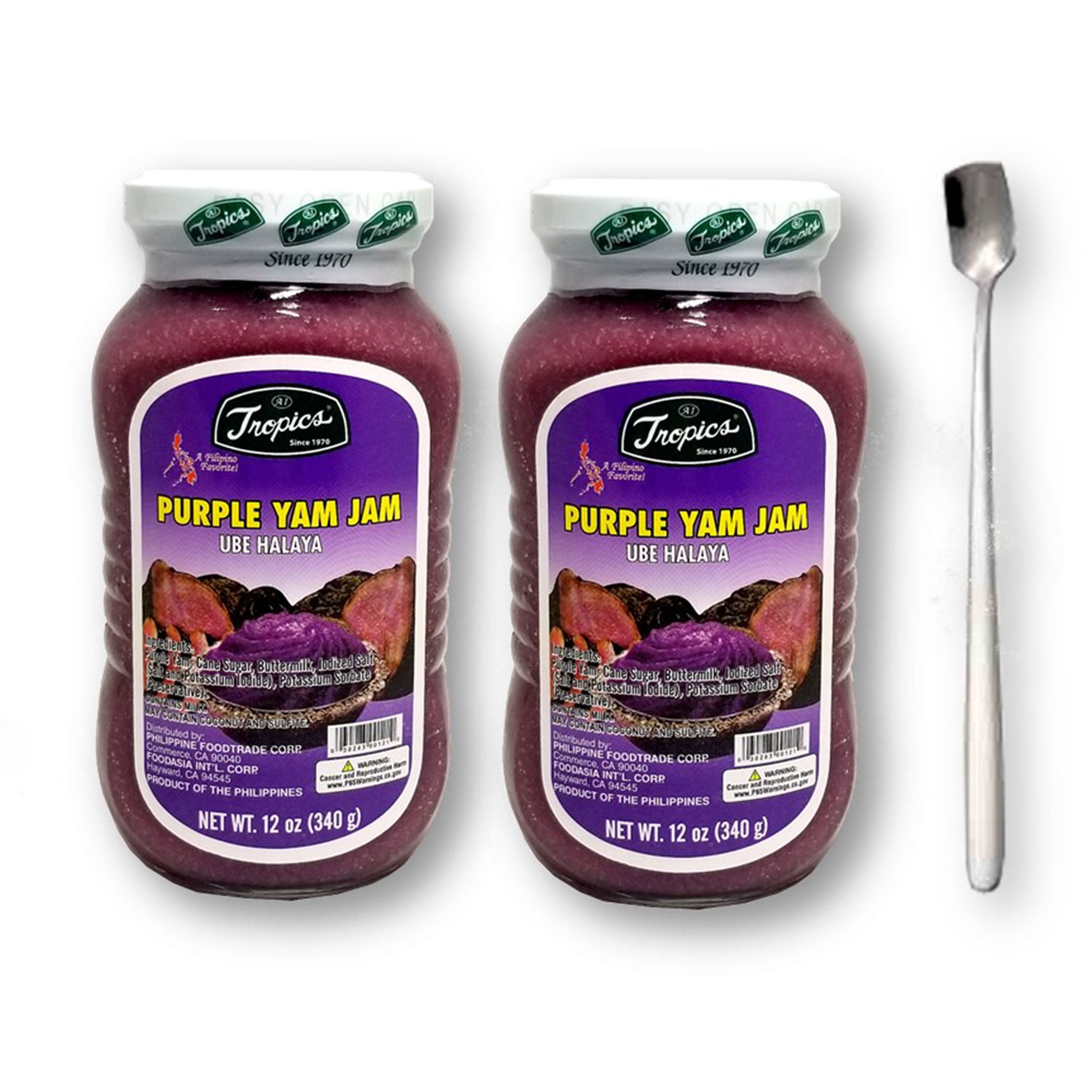 Ube Halaya Purple Yam Jam by Tropics 12 oz. X 2 Jars with 1 Bonus Mini