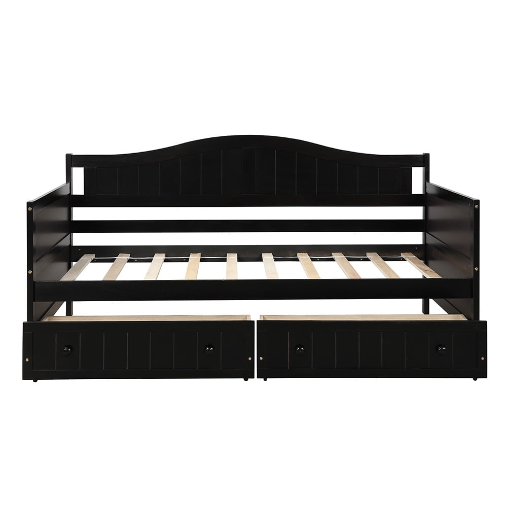 Kepooman Twin Size Wooden Daybed with 2 Drawers for Bedroom Living Room, 78.2"L x 42.3"W x 35.4"H, Espresso Kepooman Twin Size Wooden Daybed with 2 Drawers for Bedroom Living Room, 78.2"L x 42.3"W x 35.4"H, Espresso