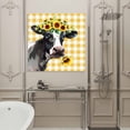 thumbnail image 5 of Farm Cow Framed Canvas Wall Art, Sunflower Yellow Plaid Watercolor Country Style Wall Art Painting for Living Room Bedroom Home Decor, 20”x20”, Office Artwork Print, 5 of 9