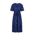 thumbnail image 2 of WREESH Womens Dress Oversize Summer Casual Short Sleeve V Neck Printed Sleeve Dresses Loose Dress Blue, 2 of 8