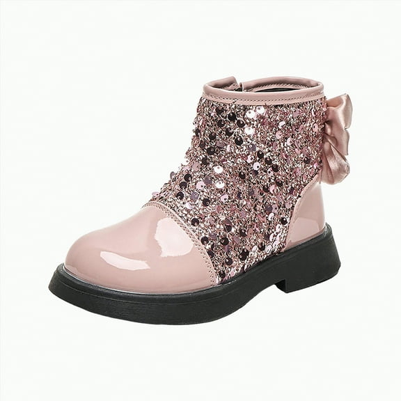 HCNTES Kids Ankle Boots Boys Girls Lace-Up Outdoor Comfort Work Boots(10.5,Pink-n2)