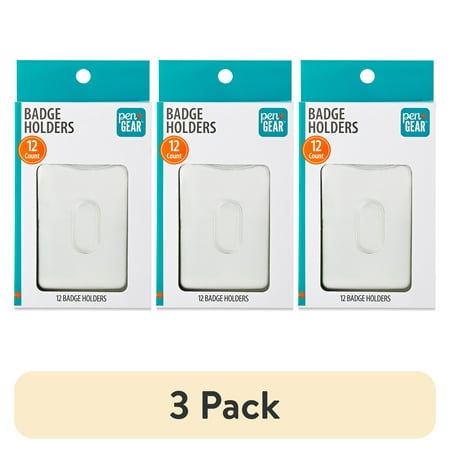 (3 pack) Pen+Gear Plastic Badge Holders, Clear, 12 Count