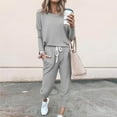 thumbnail image 3 of Scyoekwg Athletic Set for Women Casual Fashion Loose Fall Outfits Solid Color Crewneck Long Sleeve Tops Elastic Waist Jogger Pants Athletic Set Outfits (Gray,S), 3 of 5