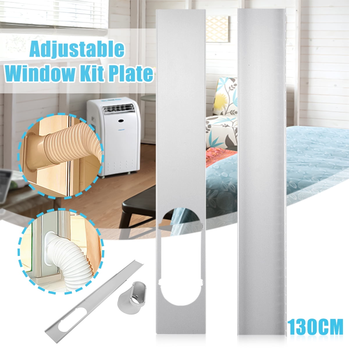 2pcs Adjustable Window Slide Kit Plate Air Conditioner Wind Shield For Portable 