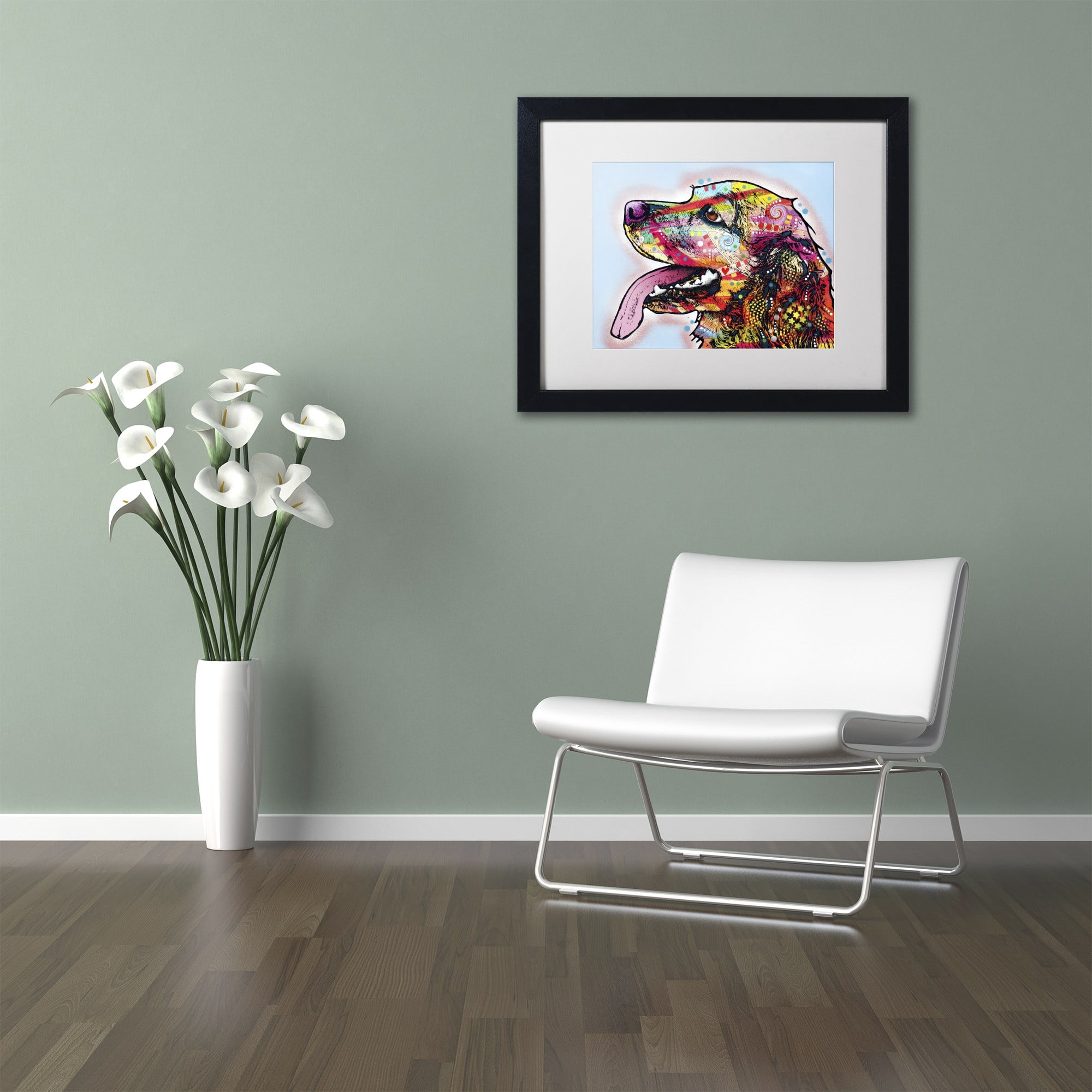 Trademark Fine Art "Cocker Spaniel" Canvas Art by Dean Russo, White Matte, Black Frame