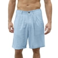 thumbnail image 5 of Dwelliawo Linen Shorts for Men Straight Leg 9" Flat Front Linen Dress Shorts Loose Fit Beach Pants with Pockets Pleat-Front Casual Light Blue S, 5 of 5