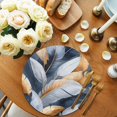 thumbnail image 2 of Round Placemats White Blue Gold Feathers 15 inch Set of 6 Table Mats for Dining Table Abstract Art Heat Resistant Non-Slip Kitchen & Home Decorative Place Mat Set, 2 of 8
