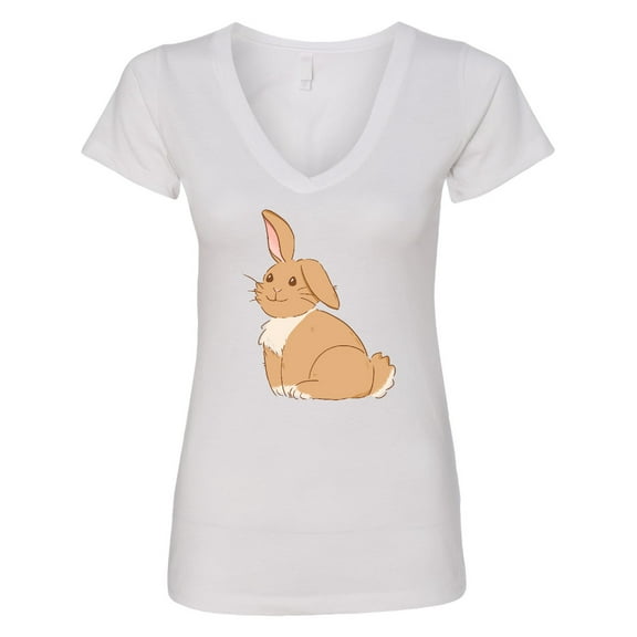 Inktastic Easter Cute Floppy Ear Brown Bunny Women's V-Neck T-Shirt