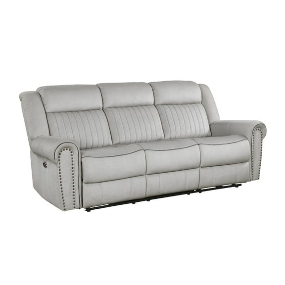 Lexicon Brennen Microfiber Upholstery Double Reclining Sofa in Mist Color